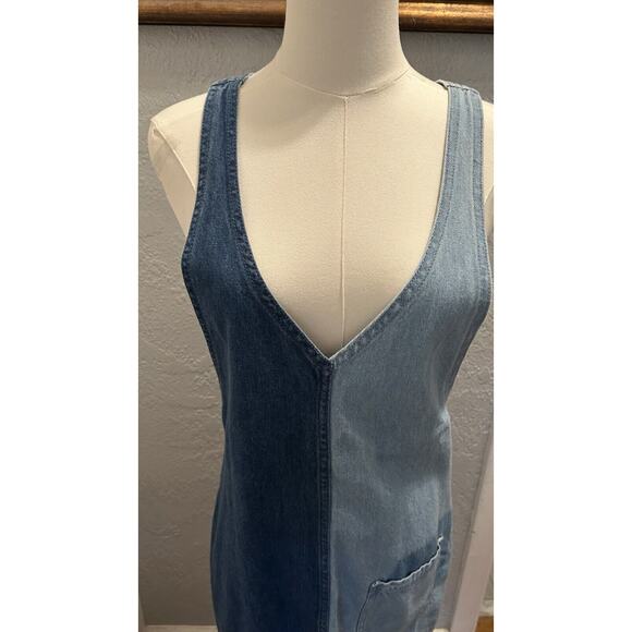 Divided H&M Denim Bib Overall Jumper Dress Women's 6 O-ring Racerback Trendy - Picture 2 of 9